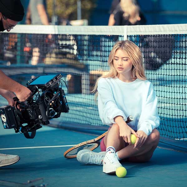 Leni Klum on a tennis court for the FILA collection at Deichmann