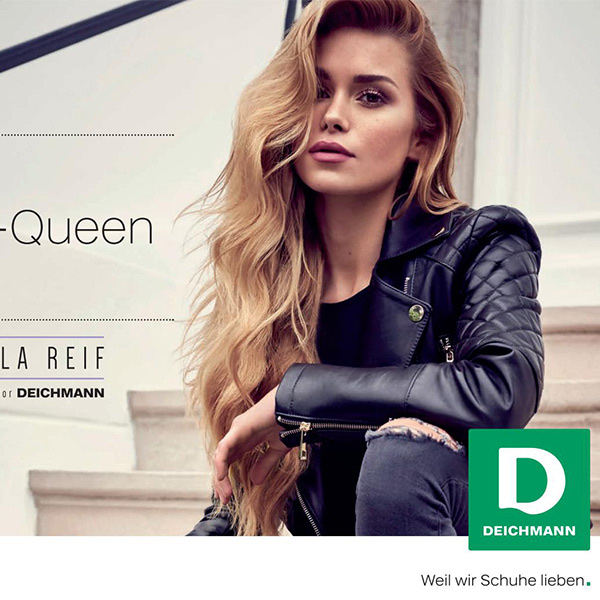 Pamela Reif on a Deichmann advertising shoot